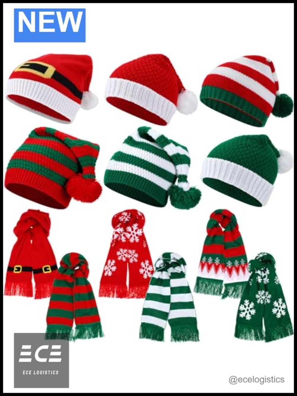 Acrylic Knit Beanie Hat and Scarf Set 12 Piece Winter Warm Set